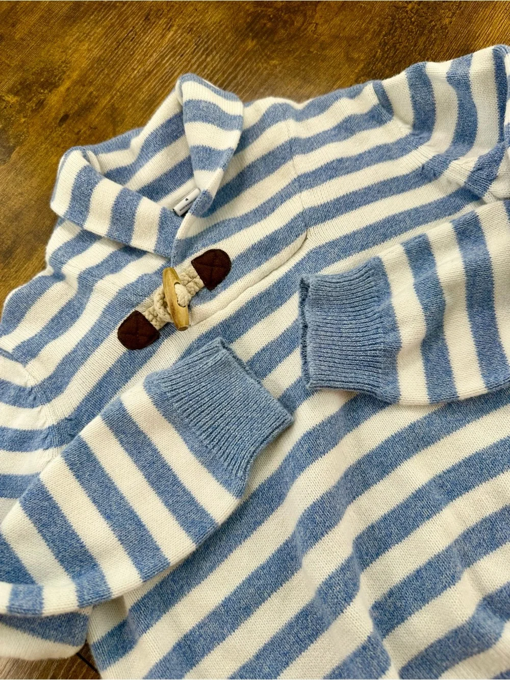 Janie and Jack Sky Stripe Shawl Collar Pullover Sweater, 4T - Picture 10 of 12